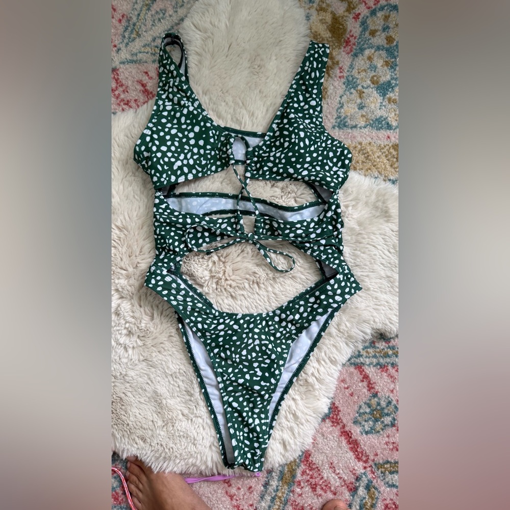 Stylish Green One Piece Swimsuit